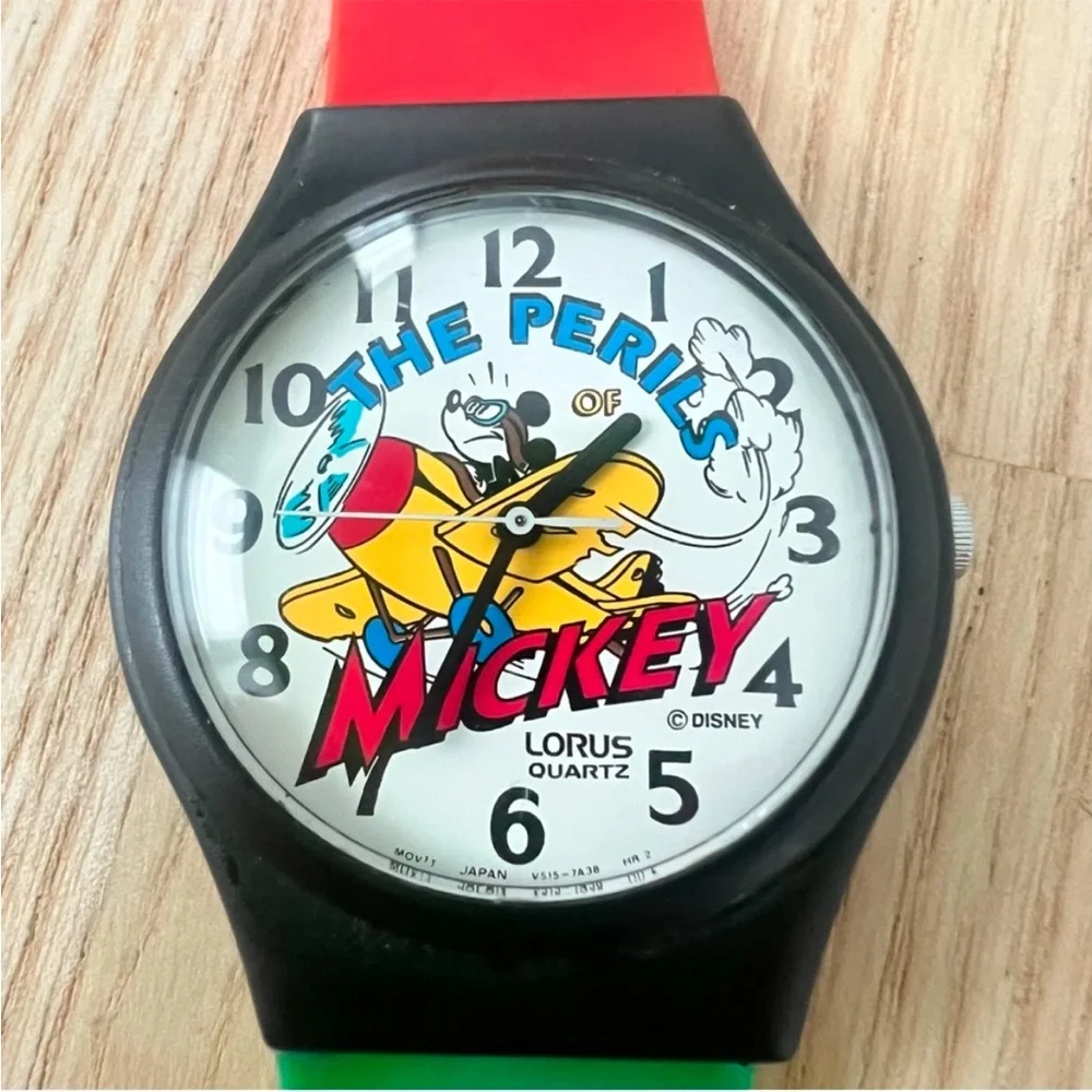Rare Vintage Lorus Disney the perils of Mickey Mouse watch NEW BATTERY